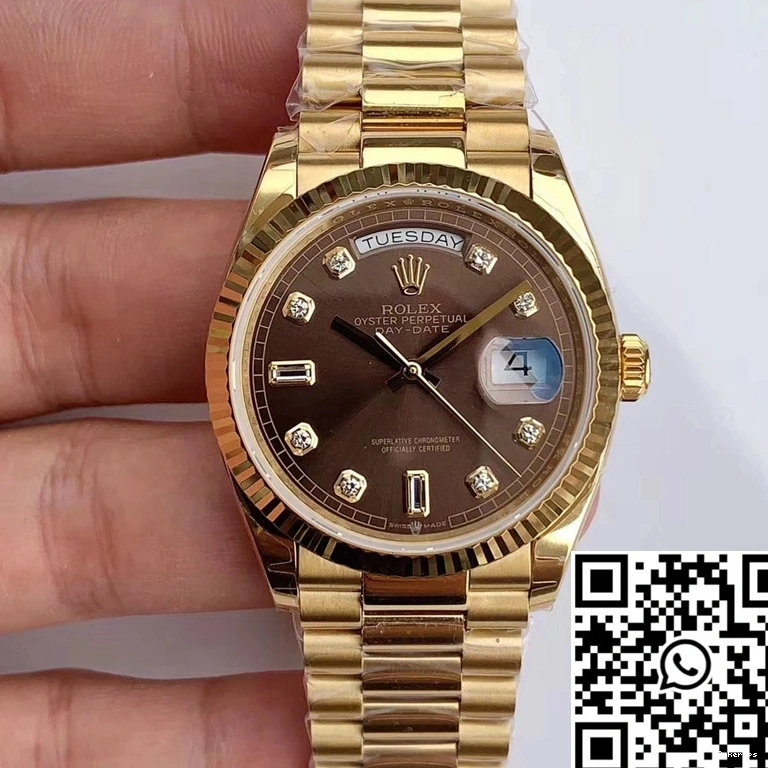 Yellow Gold EW Gray M128238-0022 Dial Day-Date Rolex Factory 0517